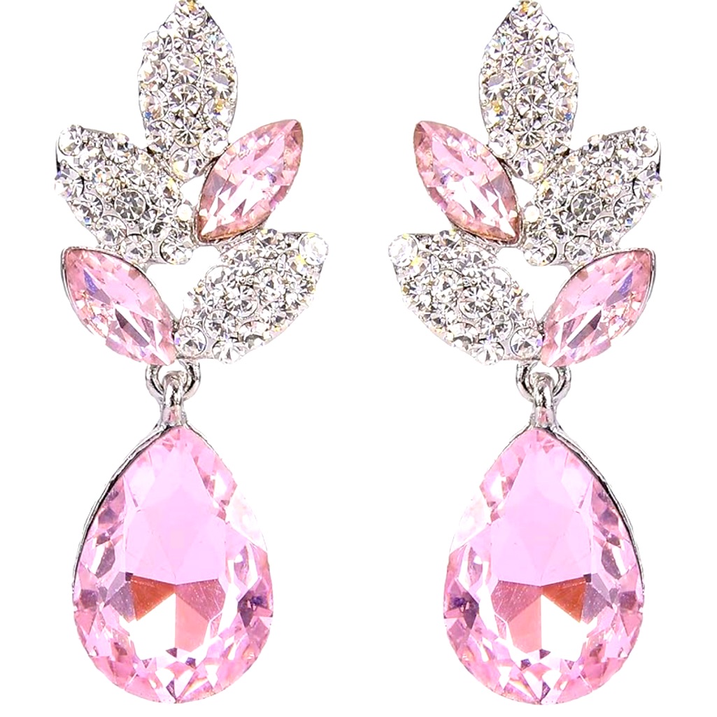Pink Crystal Teardropp Earrings